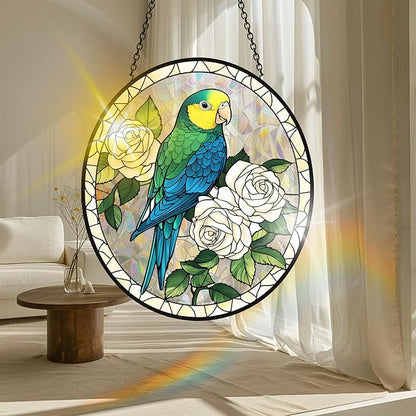 VAIIEYO Bird Acrylic Sun Catcher Window Hanging Decoration, 7.8 Inch Double-Sided Light Reflecting Ornament for Window, Garden, Porch or Balcony Decor, Housewarming, Gift for Natural Lovers