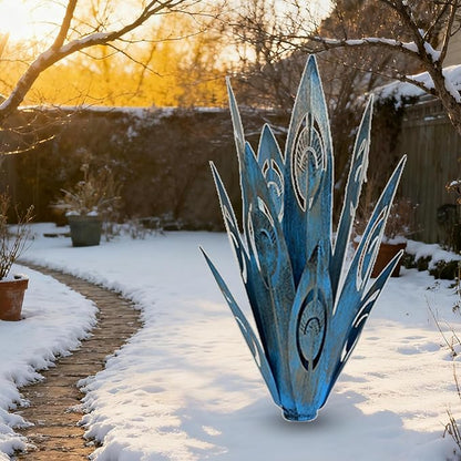 Tequila Rustic Sculpture DIY Metal Agave Plant Home Decor Rustic Hand Painted Metal Agave Garden Ornaments Outdoor Decor Figurines Home Yard Decorations Stakes Lawn Ornaments (Blue new 2PCS)