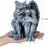 Resin Gargoyle Statue with Intricate Wings and Demonic Skull,Indoor Outdoor Patio Garden Backyard Halloween Home Decor