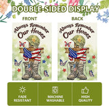 Memorial Day Garden Flag 12x18 Inch, Always Remember Our Heroes Double Sided Patriotic Flag for Yard Outdoor Decoration