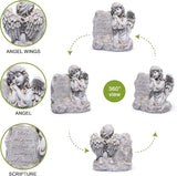 basen Memorial Angel Statue for Grave, Praying Child Angel Figurine with Engraved Message, Resin Cemetery Decoration for Outdoor Lawn Yard, Sympathy Gift, Remembrance Garden Decor