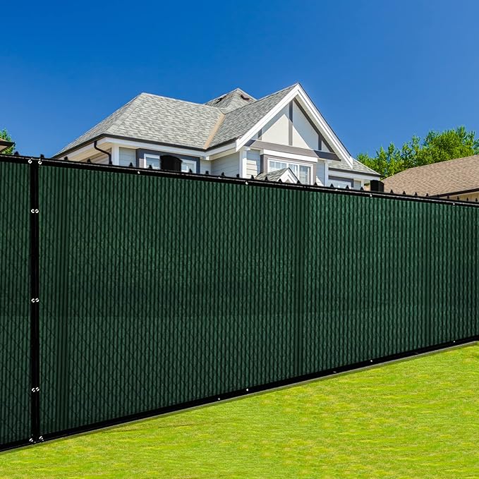 BOEN Privacy Screen Fence Netting Mesh Fabric Windscreen with Reinforced Aluminum Grommets for Garden Fence Or Any Outdoor Metal or Wooden Fencing (4' x 300', Green)