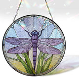7.8" Dragonfly Stained Glass Suncatchers Art Glass Dragonflies for Sun Catcher Indoor Window Gifts for Pet Animal Nature Floral Lovers Women Grandma Mom Friend Painted Panel Décor BUG-07C-SG8