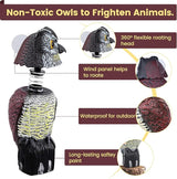 Fake Owl Decoys to Scare Birds Away, Waterproof 360° Rotating Head Hawks & Squirrel Deterrent, Garden Owl Decoy for Outdoor Yard Patio Pools