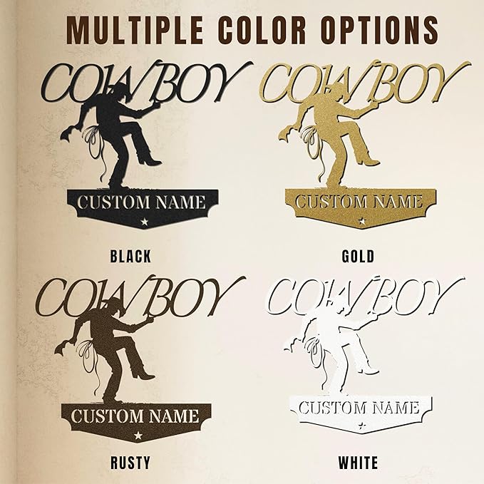 Personalized Cowboy Metal Sign, Custom Metal Sign, Vintage Cowboy Wall Decor, Rustic Name Plaque, Rustic Western Wall Art