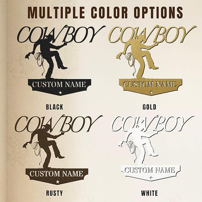 Personalized Cowboy Metal Sign, Custom Metal Sign, Vintage Cowboy Wall Decor, Rustic Name Plaque, Rustic Western Wall Art