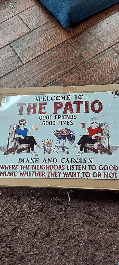 Custom Patio Backyard Metal Signs Where Neighbor Listen to Good Music Welcome Sign, personalized Retro Wall Decor for Home Gate Poolbar Balcony Basement Sign Gift tin signs vintage metal Funny Wall Decoration (The Deck)