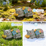 Solar Garden Outdoor Statues Cat with Succulent and 7 LED Lights -Waterproof Animal Lawn Decor Statue for Patio, Balcony, Yard Ornament for Mom Grandma Women