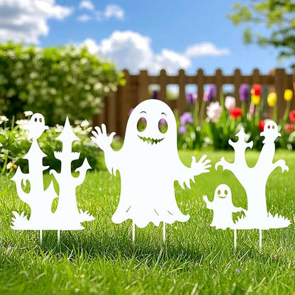 Halloween Decorations White Ghost,Metal Decorative Garden Stakes for Women/Men, Ghosts Silhouette Statues Decor for Yard Art,Patio,Backyard,Outdoor,Forests,Lawn Ornaments