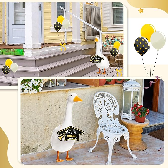 2026 Graduation Porch Goose Sign Congrats Grad Wooden Sign Graduation Cap Shaped Wooden Goose Signs Accessories Decor for Yard Porch Lawn