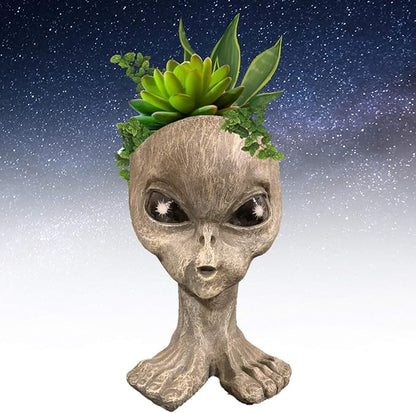 Alien Brother Roswell Planter Pot Extraterrestrial Celestial Being from Outer Space Patio & Garden Statue in Alien Greys Stone-Gray Finish
