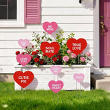 KEOHOLI 9 Pcs Valentine Yard Sign Valentine's Day Yard Stake with Conversation Heart Valentines Garden Stake Valentines Day Outdoor Decorations for Pathway Wedding Lawn