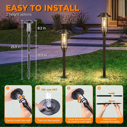 Ahaorigin 6 Pack Solar Pathway Lights Outdoor, Upgraded Bright Solar Powered Garden Light Outside, Waterproof Outdoor Lighting for Landscape Lawn Patio Yard Path Driveway Walkway Decor, Warm White