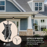 Fish Black Aluminum 8.5 ft. Rain Chain with Gutter Installation Clip by Good Directions