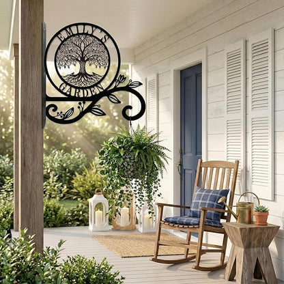 Personalized Tree of Life Metal Plant Hanger Custom Name Wall Hook for Hanging Plants Flower Basket Bird Feeder Wind Chime Garden Porch Outdoor Indoor Farmhouse Decor Mothers Day Housewarming Gift