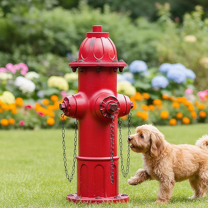 Realistic Resin Fire Hydrant Statue for Potty Training Dogs - Dog Fire Hydrant Pee Post, Weather-Resistant Garden Decor,Outdoor Garden & Lawn Ornament(Suitable for Any Size Dog;21In;Retro Red)