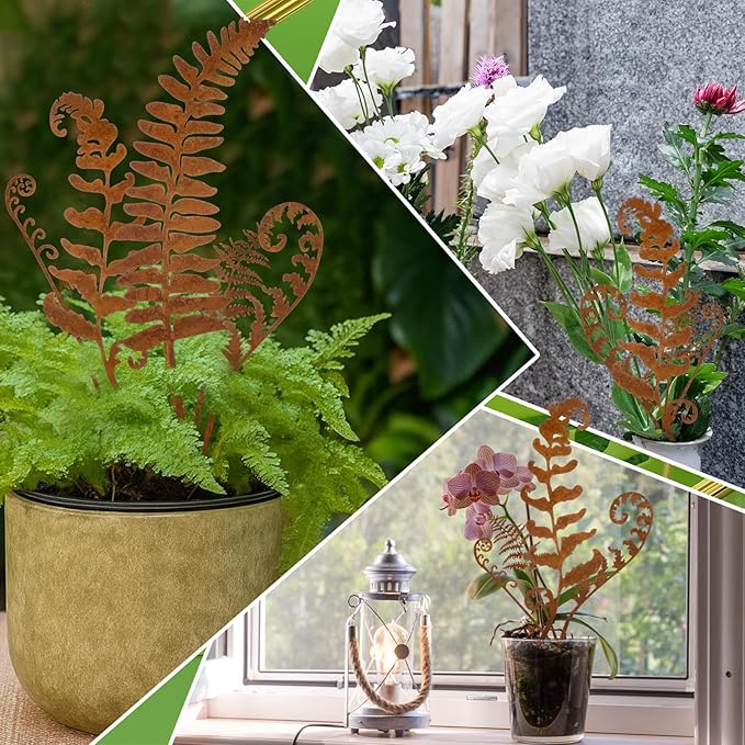 LEIFIDE 5 Pcs Rusted Metal Garden Stakes Decorative Metal Flowers for Outside Plant Stakes Outdoor Decor Flower Bed Decor for Lawn Yard Walkway Pots