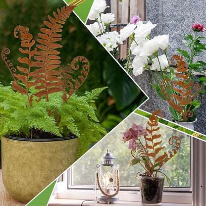 LEIFIDE 5 Pcs Rusted Metal Garden Stakes Decorative Metal Flowers for Outside Plant Stakes Outdoor Decor Flower Bed Decor for Lawn Yard Walkway Pots