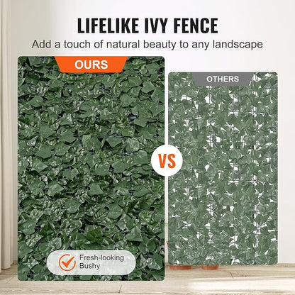VEVOR Artificial Ivy Privacy Fence Screen, 39 x 158 in Faux Ivy Vine Leaf Hedges Fence, Greenery Privacy Fence with Mesh Cloth Backing, Green Wall Decoration for Outdoor Garden, Yard, Balcony