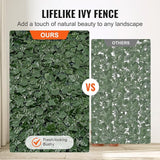 VEVOR Artificial Ivy Privacy Fence Screen, 39 x 98 in Faux Ivy Vine Leaf Hedges Fence, Greenery Privacy Fence with Mesh Cloth Backing, Green Wall Decoration for Outdoor Garden, Yard, Balcony