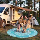 Pauwer Waterproof Outdoor Rug 6ft, Reversible Plastic Straw Patio Camping Rug, Indoor Outdoor RV Mat Carpet for Deck, Camper, Porch, Balcony, Backyard, Picnic, Boho Teal