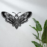 CREATCABIN Death Head Moth Metal Wall Decor Black Skull Metal Wall Art Hanging Ornament Iron Moth Wall Decoration Sculpture Butterfly Gothic Wall Decor for Modern Farmhouse Rustic Home 12 x 6.7Inch