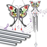 KY&BOSAM Butterfly Wind Chime with Crystal Sympathy Wind Spinner Memorial Wind Chimes for Loss of Loved One Prime Bereavement Sympathy Memorial Gift for Loss of Mother Father Condolence Remembrance