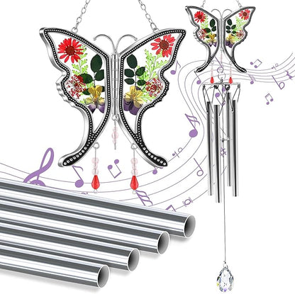KY&BOSAM Butterfly Wind Chime with Crystal Sympathy Wind Spinner Memorial Wind Chimes for Loss of Loved One Prime Bereavement Sympathy Memorial Gift for Loss of Mother Father Condolence Remembrance