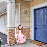 Shyyween Lady Porch Goose Outfits for 23'' Cement Plastic Geese Summer Statue Clothes Pink Bathrobe Coffee Cup Curlers for Outdoor Garden Lawn Yard Patio Decoration