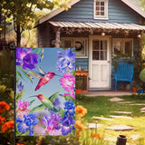 Hummingbirds Garden Flag Double Sided Blue and Red Iris Yard Flag Flowers Floral Birds Leaves Garden Flags Banner for Spring Summer Farmhouse Home Outdoor Decor 12 x 18 Inch