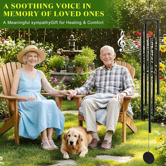 Wesiti 65" Extra Large Wind Chimes for Outside Deep Tone, 6 Thick Tubes Tuned Relaxing Melody Wind Chimes for Outdoor Porch Garden Patio Balcony Memorial Room Decor, Gift for Mom, Grandma, Sympathy