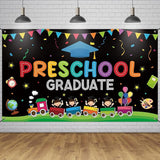 Large Preschool Graduation Party Banner Decorations 72x44 Inch, Kindergarten Graduate Banner Flag Photography Background for Kids Class of 2023 Ceremony Congratulations Grad School Prom Supplies