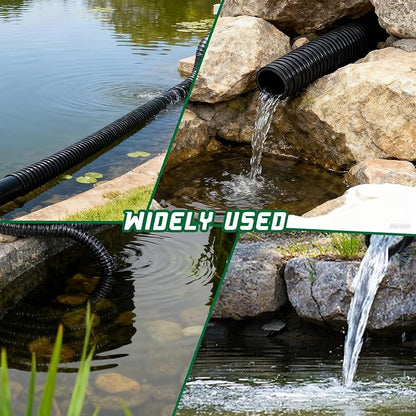 Pond Tubing 1” × 20 Feet Black Flexible PVC Pond Hose,Garden PVC Tube - Reinforced, Kink-Resistant Tubing for Pumps, Fountains & Waterfalls, with 4 Clamps,1" Dia