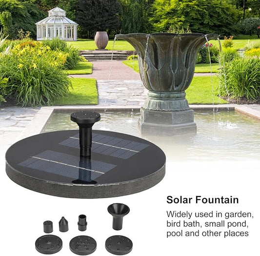 Solar Fountain, Round Solar Water Fountain Pump for Bird Bath, 1.6W Floating Solar Landscape Fountain for Garden Decoration Pool Pond