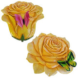 Garden Stepping Stones Outdoor Walkway – Resin Rose Flower Pavers for Path, Lawn & Backyard – Round Decorative Yard Art Decor, Friendship giveaways – Set of 2, Yellow