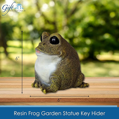 Gift Essentials Stocky Frog Decorative Garden Statue and Key Hider - Hides a Secret Extra Hidden Key Outside in Garden, Yard or Porch
