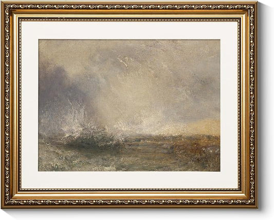 ARPEOTCY Vintage Gold Framed Wall Art, Nature Abstract Storm Seascape Paintings, Canvas Pictures Prints Artwork with Antique Frame, Wall Decor for Living Room Bedroom Bathroom, 13x16 inch