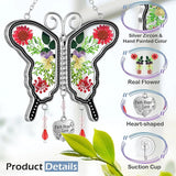 KY&BOSAM Suncatcher Butterfly Stained Glass FHL Butterfly Suncatchers Ornament hangings for Windows Wind Chime with Pressed Flower Butterfly Embedded in Glass Mother`s Day Birthdays
