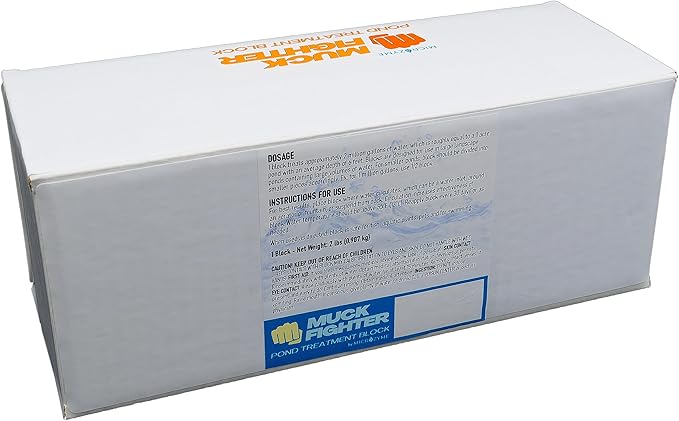 Muck Fighter Pond Treatment Block | Lasts 30 days | Natural Pond Bacteria & Sludge Decomposing Enzymes | Water Clearing Odor Eliminating Microbes | Safe for Fish, Pets, & Recreation (2-pack)