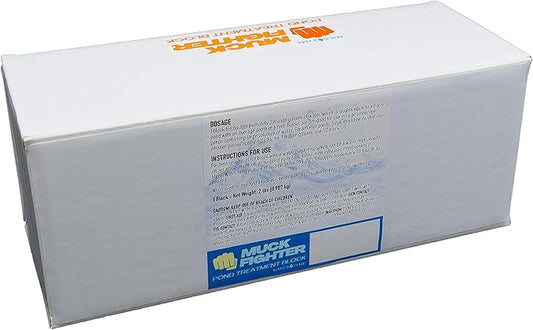Muck Fighter Pond Treatment Block | Lasts 30 days | Natural Pond Bacteria & Sludge Decomposing Enzymes | Water Clearing Odor Eliminating Microbes | Safe for Fish, Pets, & Recreation (2-pack)