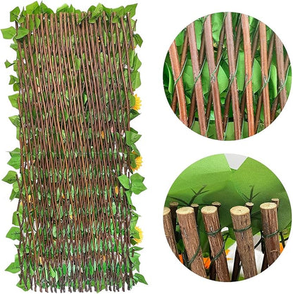 Expandable Fence Privacy Screen for Balcony Patio Outdoor,Decorative Faux Ivy Fencing Panel,Artificial Hedges (Single Sided Leaves) (1)