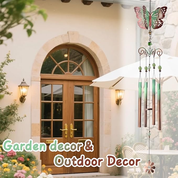 Butterfly Gifts for Women/Men, Butterfly Wind Chimes for Garden/Yard Decor,Birthday for Grandma/Mom，31in