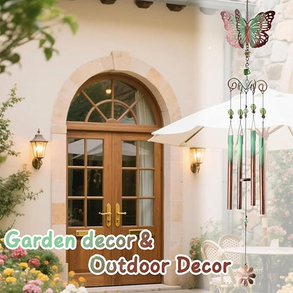 Butterfly Gifts for Women/Men, Butterfly Wind Chimes for Garden/Yard Decor,Birthday for Grandma/Mom，31in