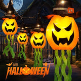 Cuorung Halloween Decorations Outdoor Decor Hanging Lighted Glowing Pumpkin Witch Hat with 3 Modes Lighted Up Scary Orange Halloween Decorations for Indoor Outside Party Yard Tree Garden (4Pcs)