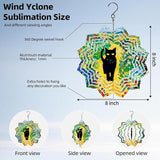 8 Inch Sublimation Wind Spinner, 3D Aluminum Metal Wind Spinner with Hook, Indoor Yard Garden Hanging Decoration, Weather Resistant Rotating Spiral Ornament, Black Cat in Flowers