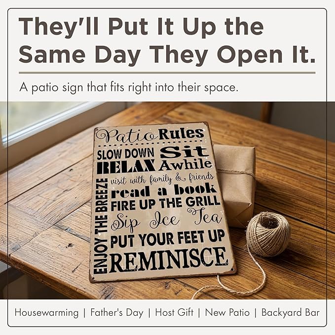 HBA Sun Protected Patio Rules Metal Sign, Guaranteed Not to Fade for 4 Years