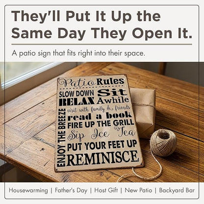 HBA Sun Protected Patio Rules Metal Sign, Guaranteed Not to Fade for 4 Years