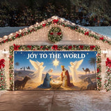 HOMETITUTE Christmas Garage Door Banner 13x6ft Joy to the World Nativity Scene Backdrop Banners for Outside Indoor Christmas Door Cover Garage Wall Covering for Party Garage Decorations