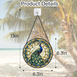 DASTOLL Stained Glass Window Hanging - Retro Peacock Decoration Suncatcher for Door Garden Home Bird Feather Sun Catchers Christmas Mother's Day Birthday Gifts for Women Men Mom Nana Friend 6.3 in