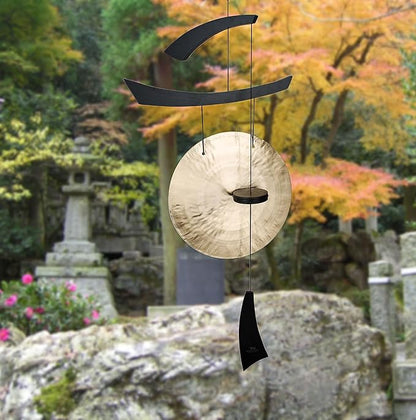 Woodstock Wind Chimes for Outside, Outdoor Decor, Patio and Garden Decor for Outside, Front Porch Decor Wind Gong Style Wind Chimes (50") Emperor Gong Large Black Gifts (EGCLB)